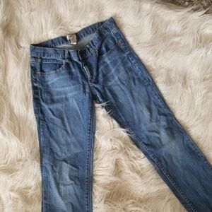American‎ Eagle Bootcut jeans dark denim frayed bottoms women's 10